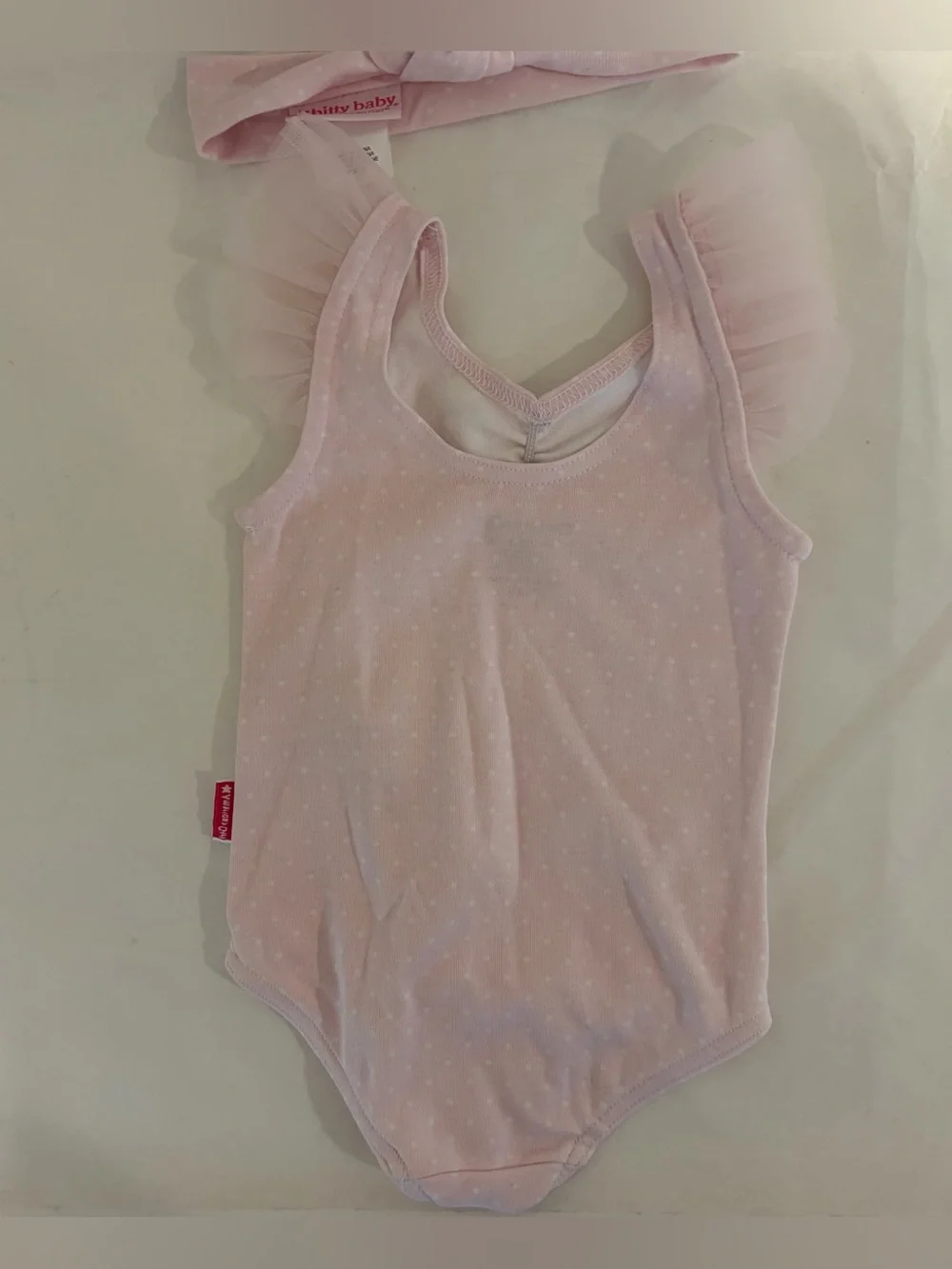 American Girl Bitty Baby Light Pink Polka Dot Leotard with Headband